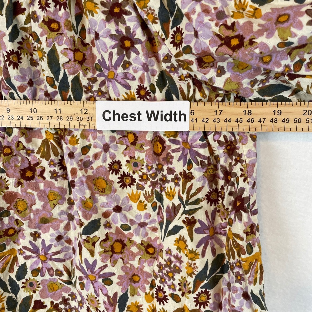 Sonoma Goods For Life Womens Floral Ruffle Smocked Peasant Blouse Purple Large - Picture 6 of 8